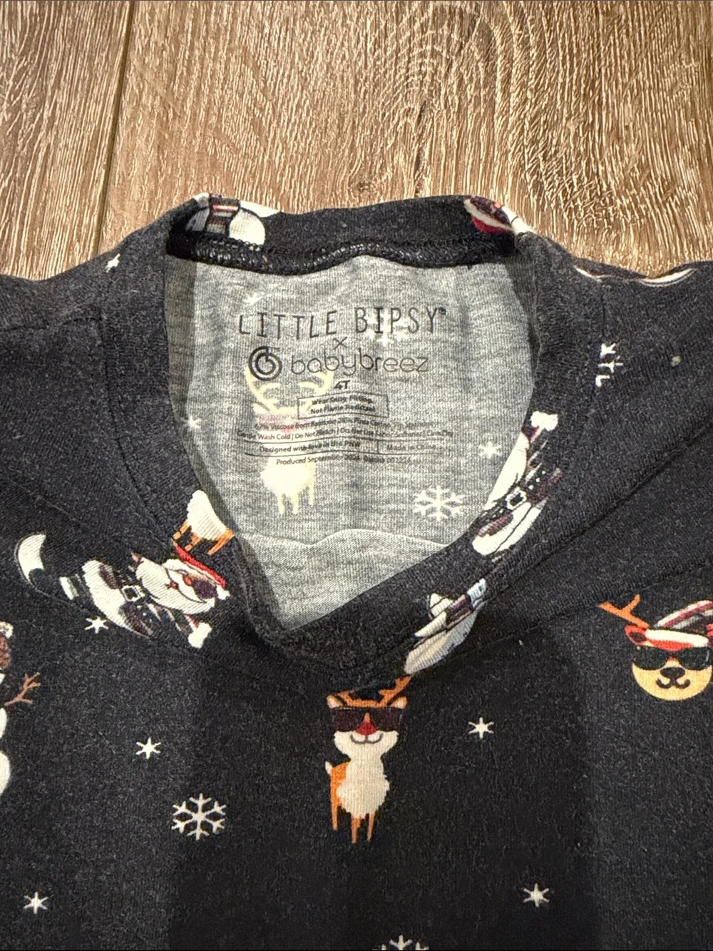Little Bipsy Black Holiday Snowman & Reindeer Pajama Set Size: 4T
